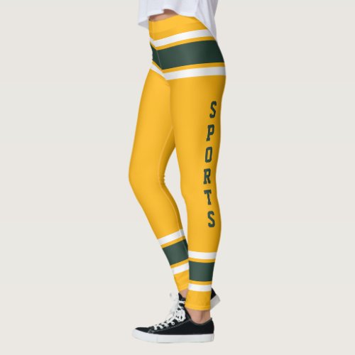 Gold Green White Team Jersey Colors Love Sports Leggings