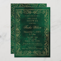 Gold Green Winter Foliage Holiday Bridal Shower Invitation