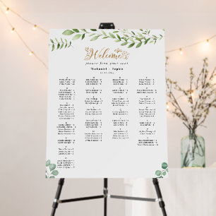 Gold Greenery Alphabetical Seating Chart Foam Board