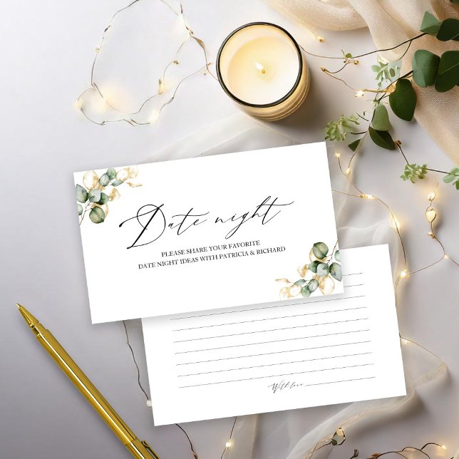 Gold Greenery Bridal Shower Date Night Cards (Creator Uploaded)