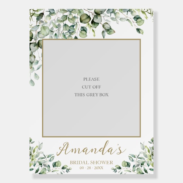 Gold Greenery Bridal Shower DIY Photo Prop Foam Board (Front)