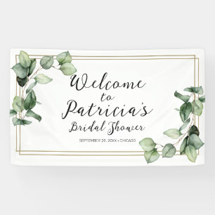 Gold Greenery Bridal Shower Welcome Banner