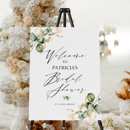 Gold Greenery Bridal Shower Welcome  Foam Board