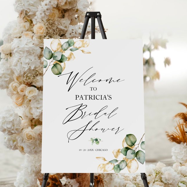 Gold Greenery Bridal Shower Welcome  Foam Board (Creator Uploaded)