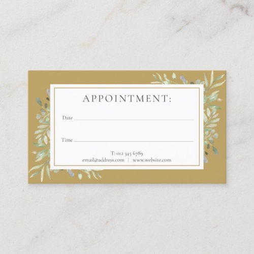 Gold Greenery Customer Appointment Card