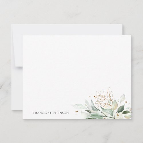 Gold Greenery Elegant Full Names or Couples Names Note Card