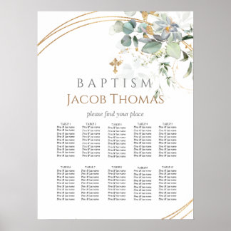 Gold Greenery Eucalyptus  Baptism Seating Chart