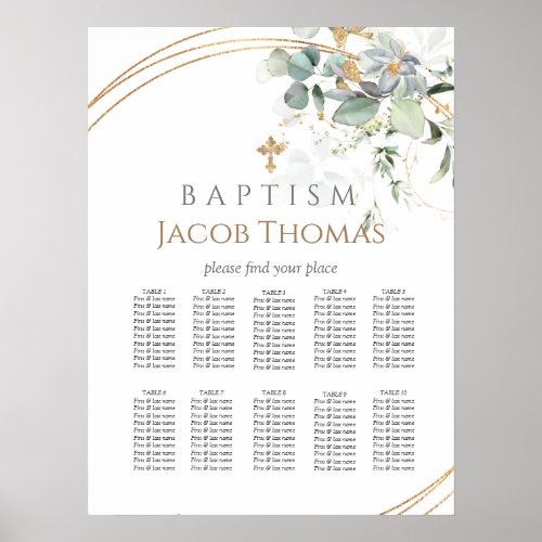  Gold Greenery Eucalyptus  Baptism Seating Chart