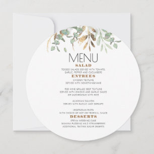 Gold Greenery Eucalyptus Leaves Foliage Menu Invitation