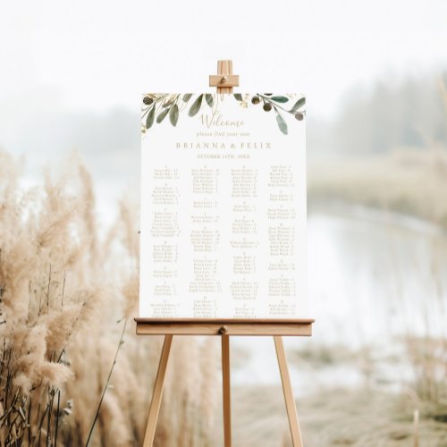 Gold Greenery Fall Alphabetical Seating Chart