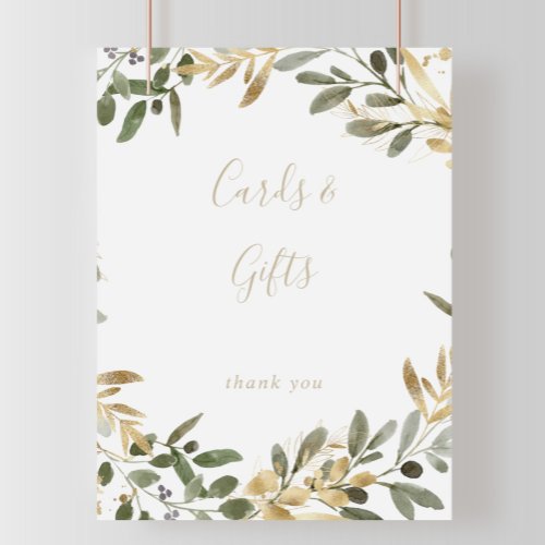 Gold Greenery Fall Cards and Gifts Sign