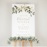 Gold Greenery Fall Rehearsal Dinner Welcome Sign<br><div class="desc">This gold greenery fall rehearsal dinner welcome sign is perfect for a modern wedding rehearsal. The design features charming artistic green and gold foliage.</div>