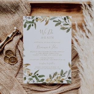 Gold Greenery Fall We Do Again Vow Renewal Invitation