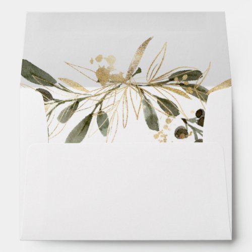 Gold Greenery Fall Wedding Invitation  Envelope