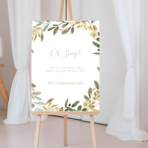 Gold Greenery Fall Wedding Oh Snap Sign