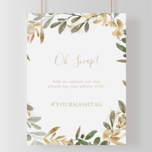 Gold Greenery Fall Wedding Oh Snap Sign