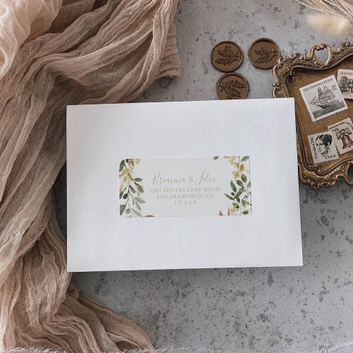 Gold Greenery Fall Wedding RSVP Address Label