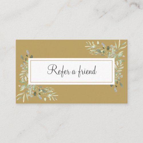 Gold Greenery Foliage Business Referral Card