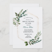 Gold Greenery Frame Bridal Shower by Mail Invitation (Front/Back)