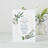 Gold Greenery Frame Bridal Shower by Mail Invitation (Standing Front)
