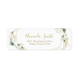 Gold Greenery Geometric Baby in Bloom Address Label