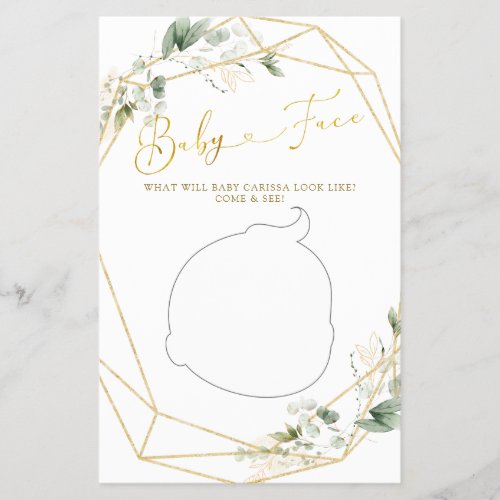 Gold Greenery Geometric Baby in Bloom Baby Face