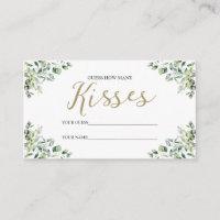 Gold Greenery How Many Kisses Bridal Shower Game