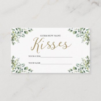 Gold Greenery How Many Kisses Bridal Shower Game Enclosure Card by LitleStarPaper at Zazzle