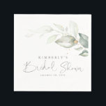 Gold Greenery Leaves Elegant Bridal Shower Napkins<br><div class="desc">Greenery elegant bridal shower paper napkins</div>