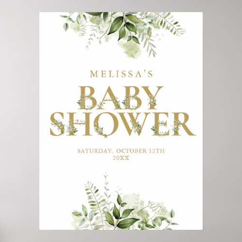 Gold Greenery Letter Baby Shower Sign