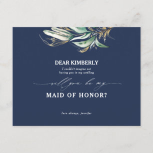 Gold Greenery Maid of Honor / Bridesmaid Proposal Invitation