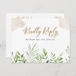 Gold Greenery Song Request RSVP Postcard