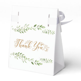 Gold Greenery Watercolor Eucalyptus Wedding Favor Boxes