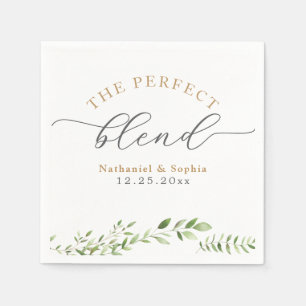 Gold Greenery Watercolor Wedding Napkins