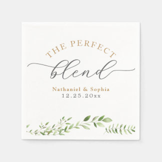 Gold Greenery Watercolor Wedding Napkins