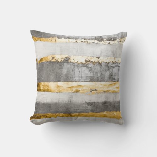 Gold  Grey Abstract Throw Pillow