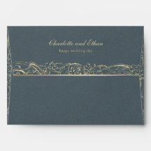 Gold & Grey Baroque Border Wedding Envelope