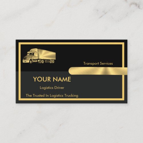 gold Grey Black Retro Columns Logistics Trucking Business Card