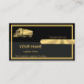gold Grey Black Retro Columns Logistics Trucking Business Card