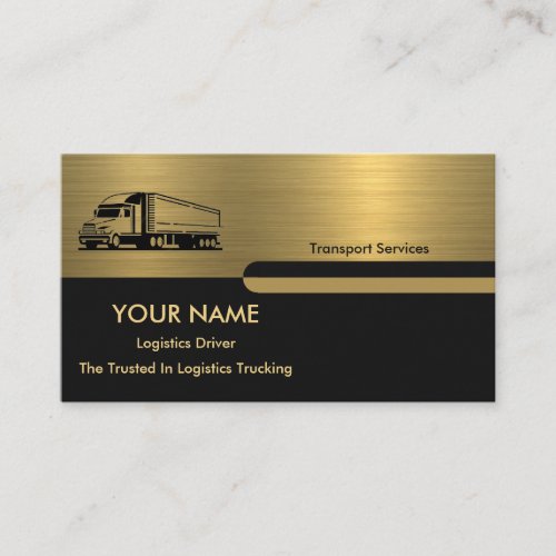 Gold Grey Black Retro Columns Logistics Trucking Business Card