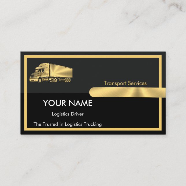 gold Grey Black Retro Columns Logistics Trucking  Business Card (Front)
