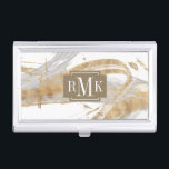 Gold & Grey Business Card Case<br><div class="desc">Gold & Grey II by Studio W. Features grey and gold lines against a white background.</div>