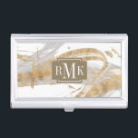 Gold & Grey Business Card Case<br><div class="desc">Gold & Grey II by Studio W. Features grey and gold lines against a white background.</div>