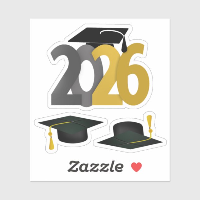 Gold Grey Class of 2026 Graduation  Sticker (Sheet)