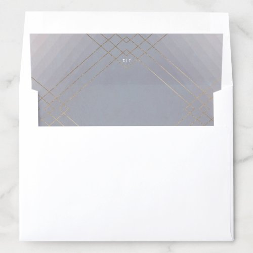 Gold Grey Elegance Diamond Geo Deco Wedding Envelope Liner