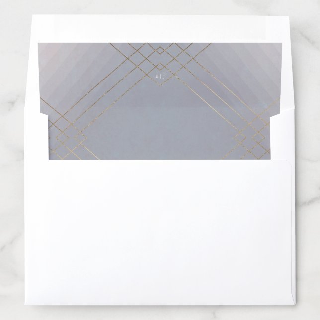 Gold Grey Elegance Diamond Geo Deco Wedding Envelope Liner (In Envelope)