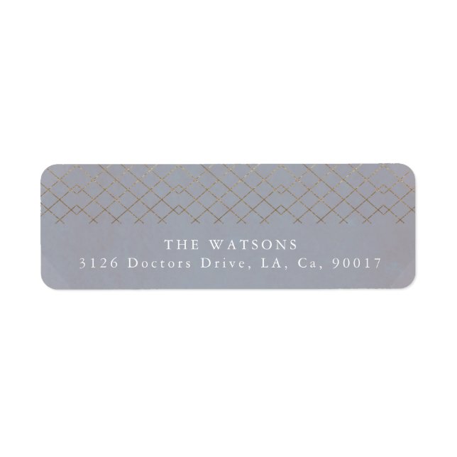 Gold Grey Elegance Diamond Geo Deco Wedding Label (Front)
