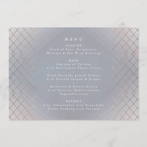 Gold Grey Elegance Diamond Geo Deco Wedding Menu