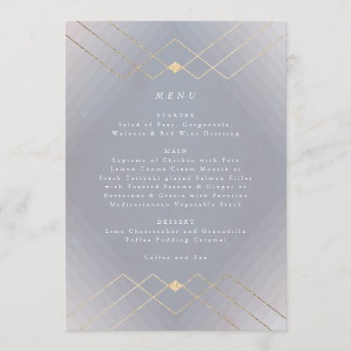 Gold Grey Elegance Diamond Geo Deco Wedding Menu