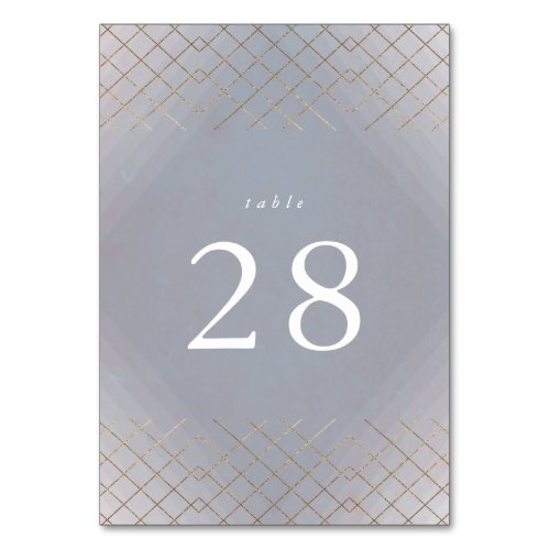 Gold Grey Elegance Diamond Geo Deco Wedding Table Number